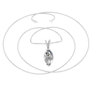 Chaîne à maillons tendance en rhodium plaqué populaire pour hommes et femmes, pendentif en moissanite de 1,5 carat, coupe marquise, collier cadeau et fête - Product Image 5