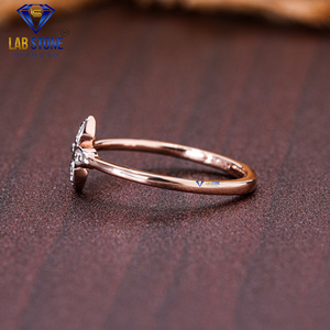 Lab-Stone Party Wear Bague en diamant 0.05 TDW Diamant taille ronde Or rose 18kt Couleur EF-VS - Product Image 3