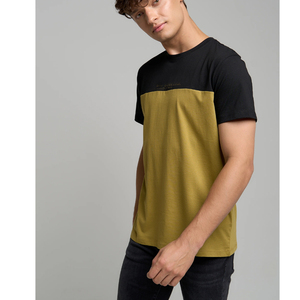 T-shirt ras du cou à manches courtes en coton peigné pour hommes avec t-shirts à blocs de couleurs - Product Image 2