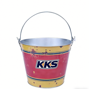 Cubo de Hielo Metálico de 5L con Asa, Personalizado con Logotipo, en Blanco y Azul, para Promociones de Marcas de Bebidas - Product Image 4