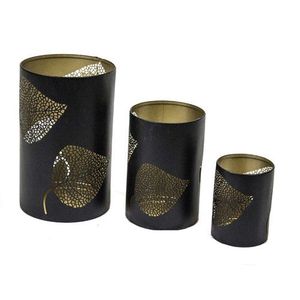 Elegant Black and Gold Metal <b>Candle</b> Jar <b>Set</b> | Decorative <b>Candle</b> Holders for Tabletop Decor Home Decor Restaurant - Product Image 4
