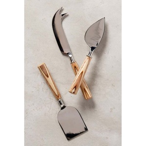 Wholesale stainless steel Silver Mirror Polished cheese Slicer set With New Amazing Two Shade <b>Bone</b> Round <b>handle</b> - Product Image 1