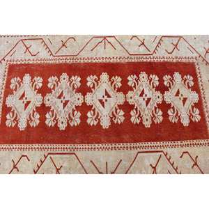 พรมตุรกีโบราณขนาดใหญ่6.4x8.5ฟุตคลาสสิกสีแดงเบจแอบสแตรกต์ลวดลายขนสัตว์วัสดุขนแกะขนาด10มม. สำหรับตกแต่งห้องโถง - Product Image 5