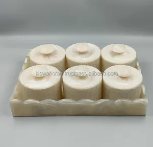 Diseño moderno para juego de tarros de frutas secas Ramadan Eid Gift Bandeja de perlas de resina acrílica con tarro de acrílico Juego de 4 piezas de Kiswah Craft - Product Image 2