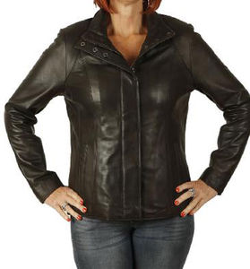 Veste en cuir personnalisable noire mince en cuir d'agneau véritable veste en cuir de course à manches longues respirante de qualité supérieure pour les femmes - Product Image 4