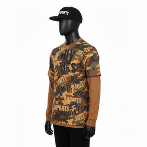 T-shirt 100% coton pour homme, coupe ample, imprimé, double couche, manches longues, style personnalisé, nouveau modèle, t-shirt à double manche. - Product Image 4