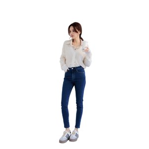 Pantalones pitillo de mezclilla ajustados superelásticos para mujer, ropa de calle térmica de lana de cintura media, estilo Formal para invierno - Product Image 4