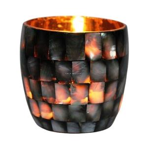 Porte-bougie en verre transparent avec motif d'échecs et nacre pour la décoration de la maison, Noël, la Saint-Valentin et Pâques et l'affichage de bougies - Product Image 5