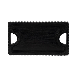 Bandeja de madera de diseño elegante en color carbón oscuro con forma rectangular y textura tejida perfecta para organizar y servir - Product Image 5
