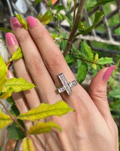 925 <b>Sterling</b> <b>Silver</b> Zircon Ring <b>Cross</b> Ring Dainty <b>Cross</b> Ring Christian Jewellery Gift for Wedding - Product Image 3