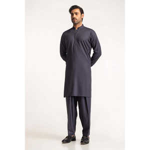 Traje Casual Elegante para Hombre en Gris Oscuro con Bordado y Patrón Sólido - Product Image 3