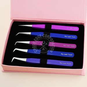 En Oferta: Pinzas para Extensión de Pestañas de 90 Grados, Rectas y Puntiagudas, con Agarre de Fibra, de Acero Inoxidable Antideslizante - Product Image 1