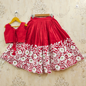 Shoryam Fashion Children's Girls Fully Stitched Floor-Length Embroidery <b>Lehenga</b> Choli | Party Wear All Seasons Ethnic Wear | - Product Image 2