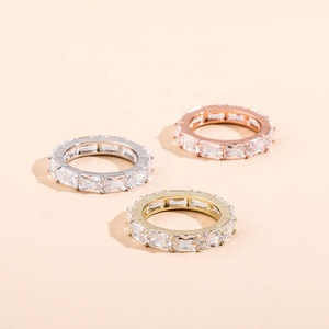 Klassische einfache quadratische Zirkon vergoldete Lab Diamond <span class=keywords><strong>Original</strong></span> ästhetische Ehering Ewigkeit ringe für Frauen Männer Fingers chmuck - Product Image 6