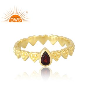 แหวนพลอยโกเมนธรรมชาติชุบทอง18K สีเงินสเตอร์ลิง925ขายดีที่สุดสำหรับผู้หญิงของขวัญสำหรับผู้หญิง - Product Image 3