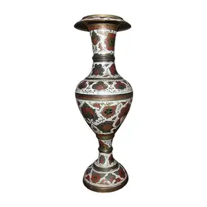手绘花卉设计古典花瓶黄铜高地板花瓶特价高档标准促销花瓶壶
