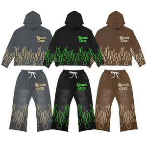 Haute qualité soleil délavé acide lavage broderie Patch en détresse survêtement hommes 100% coton 450 GSM survêtement pour unisexe - Product Image 2