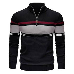 Sudadera térmica de invierno para hombre, con cremallera de un cuarto, forro polar tejido, transpirable, de secado rápido, manga larga. - Product Image 1