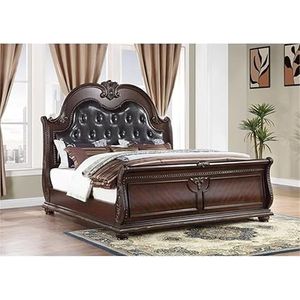 Classic Antique <b>Bed</b> - Brown Mahogany Solid Wood <b>Wooden</b> <b>Bed</b> <b>Frame</b> High Quality Cheaper Furniture Hand Carved - Product Image 3