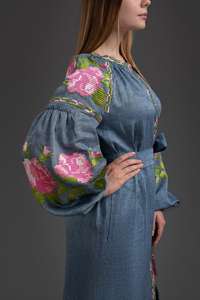 Femmes été décontracté longueur au sol Maxi robe manches ballon brodé ukrainien ethnique impression numérique tissé tissage gland - Product Image 3