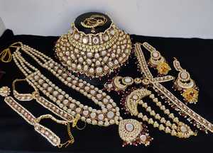 TRADITIONAL & FANCY ANTIQUE DESIGNER BRIDAL <b>JEWELLERY</b> GOLD PLATED and CZ ZIRCON BRIDAL WEDDING NECKLACE <b>SET</b> and FORWOMEN & <b>GIRL</b> - Product Image 2