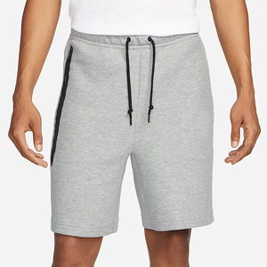 Shorts chauds mi-longs en polaire technique bleue écologique pour homme avec cordon de serrage, personnalisation du logo et motif uni, style streetwear - Product Image 3