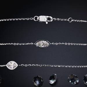 Elegante 0,5 Ct Marquise Lab Grown Diamond Bracelet 14K Oro blanco VVS VS EF Clarity Minimalista Cadena de 7 pulgadas Joyería para mujeres - Product Image 1