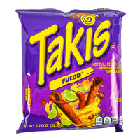 Precio al por mayor Takis Fuego, chips de tortilla de patata enrollados, semiblandos, listos para comer, fritos, salados, envasados al vacío, 92g
