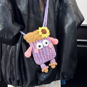 Crochet <b>Cute</b> Funny Small Flower Cartoon Cotton Fashion Portable Coin <b>Purse</b> Korean Shoulder Crossbody Mobile Phone Bag New - Product Image 2