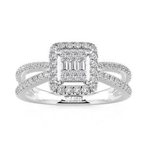 Anillo de compromiso Jeulia de plata de ley con halo flotante trenzado - Product Image 3
