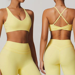 2025 New Arrival Solid Color 2-Piece <b>Yoga</b> Set High <b>for</b> Halter Sports Top Bra Quick Drying Elastic Waist <b>Shorts</b> <b>Women</b> - Product Image 1