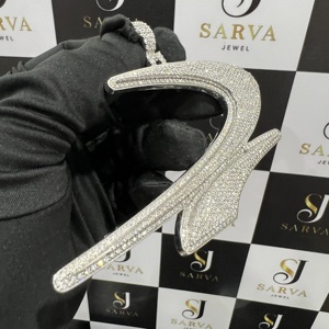 SARVA JEWELS Pendentif en argent S925 avec diamants glacés, personnalisable, testeur de diamants personnalisé, logo personnalisé, pendentif en diamant Moissanite VVS pour hommes - Product Image 2