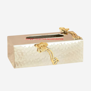 Soporte de tejido con acento Floral de acero inoxidable de Metal de alta calidad, caja de pañuelos de decoración Vintage, accesorios para servilletas para suministros de Hotel - Product Image 1