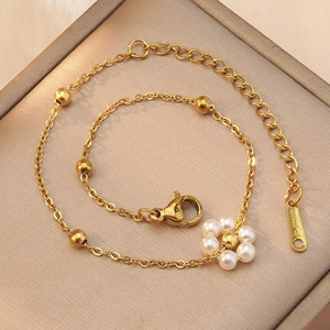 Sweet Flower <b>Beaded</b> <b>Bracelets</b> in Bulk 304 Stainless Steel with 18K Gold Plating High Quality Plastic <b>Beaded</b> Wristbands - Product Image 6