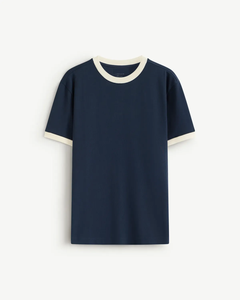 T-shirt 100% coton pour homme avec col et manches de différentes couleurs - Product Image 3