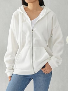 เสื้อฮู้ดมีซิปโอเวอร์ไซส์สำหรับผู้หญิง, เสื้อฮู้ดแบบหลวมมีซิปเสื้อสเวตเตอร์เสื้อโค้ทเสื้อแจ็คเก็ตขนแกะ Y2K มีกระเป๋าสำหรับวัยรุ่นผู้หญิง - Product Image 6