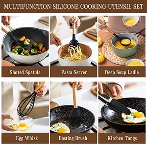 Set di 33 Utensili da Cucina in Silicone Antiaderente di Grado Alimentare, Marca ZONWIN, con Manico in Legno per Cucina Domestica - Product Image 5