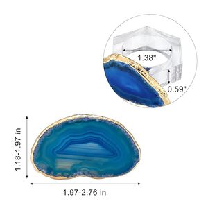 Rond de serviette en acrylique transparent Tranche de géode d'agate naturelle avec anneau de serviette à bord doré pour les fêtes et les mariages - Product Image 3