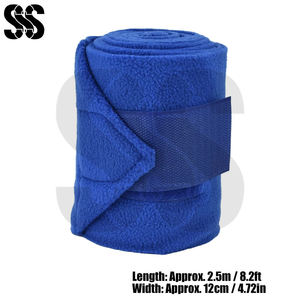 Enveloppes de jambe pour cheval tendance, 4 pièces, avec mélange de polaire et de polyester, fermeture à crochets et boucles, en bleu, pour la protection des animaux de compagnie - Product Image 6