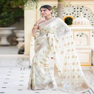 Sari en soie pour femme de qualité supérieure avec travail traditionnel au tissage à la main et broderie Zari riche – Idéal pour les fêtes et événements – Vente à l'exportation - Product Image 2