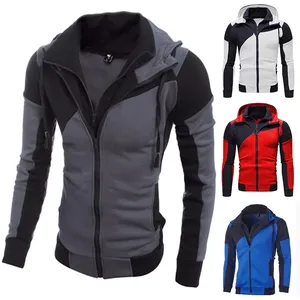 Sweat à capuche à fermeture éclair Colorblock rouge et noir personnalisable Concevez votre propre veste polaire confortable avec capuche et poches réglables - Product Image 4