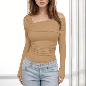 Women's <b>Y2K</b> Stretch Sexy Tee Shirt with <b>Long</b> <b>Sleeve</b> Rib Custom Logo Eco-Friendly Spandex Material Printed Pattern <b>Top</b> - Product Image 2