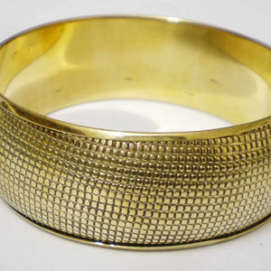 Luxury Micro Grid Textured <b>Gold</b> Plated Copper <b>Bangle</b> For Women Trendy Wide Statement Cuff Bracelet Elegant High Polish Metallic - Product Image 1