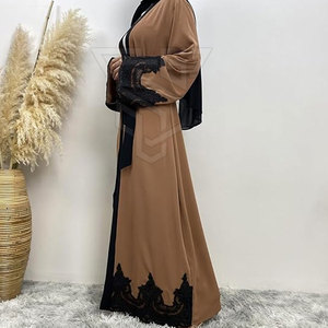 Hijab deux pièces robe femme musulmane longue Khimar vêtements islamiques Hijab nouveautés Abaya couleur unie Dubai Abayas - Product Image 5