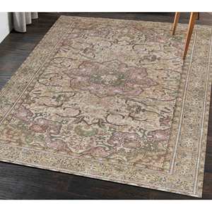 Tapis anatolien rose : style turc vintage, décoration pour entrée et salon, tapis fin non tissé - Product Image 2