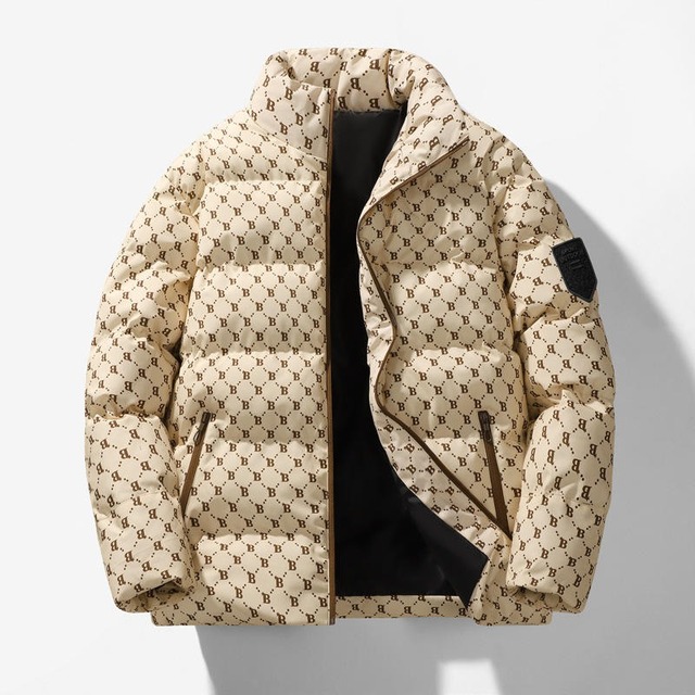 Custom Quilted  Padded Men Designer Embroidery Logo Blank Shiny Bubble Thick Puff Windproof Winter Down Puffer Jacket