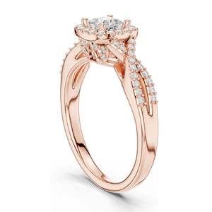 Bague de fiançailles pour femme avec halo de diamants de laboratoire taille princesse 0,688 CT, clarté VVS-VS EF, or 18 carats, 14 carats, 10 carats et argent 925 - Product Image 5