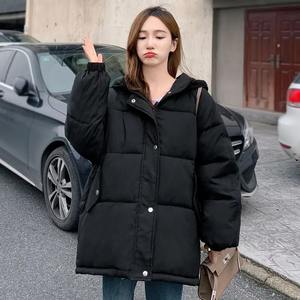 Veste polaire courte d'hiver pour femmes grande taille manteau rembourré en coton à coupe ample tissu polaire imprimé solide tricoté étudiants Bomber - Product Image 2