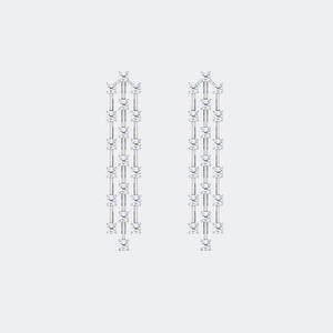 Pendientes Largos en Forma de Gota con Diamantes Redondos Brillantes de 2.50 CTW, Engastados en Oro de 9K - Product Image 2