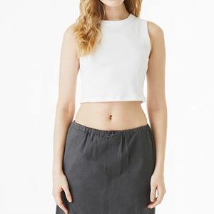 La mejor camiseta sin mangas sin costuras para mujer para Fitness, cultivo personalizado, entrenamiento de gimnasio, ropa deportiva informal blanca Sexy de longitud corta - Product Image 2